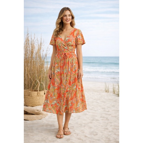 Spartina 449 Beachy Resort Cottagecore M Boho 70's Coastal Southern Dress - Picture 6 of 6
